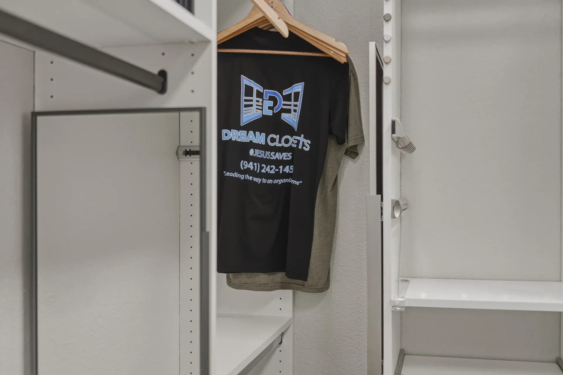 Dream closets showroom branded closet display — custom storage designed and installed by Dream Closets in Bradenton, FL