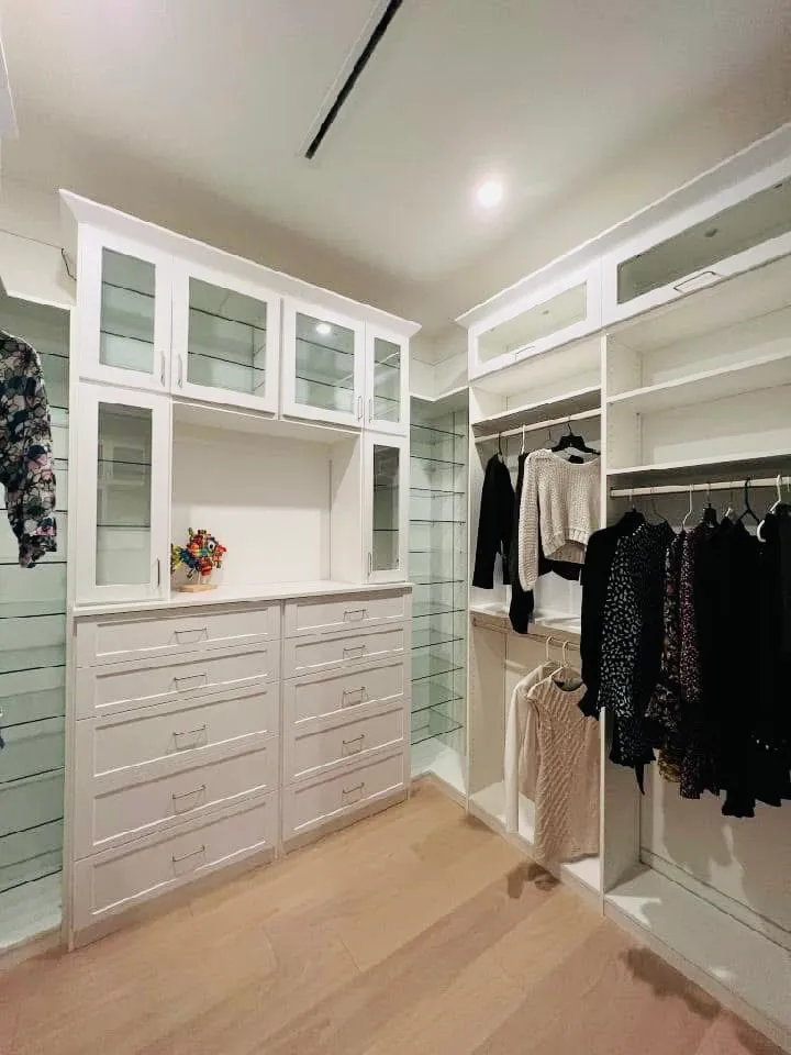 Walk in closet completed install — custom storage designed and installed by Dream Closets in Sarasota, FL