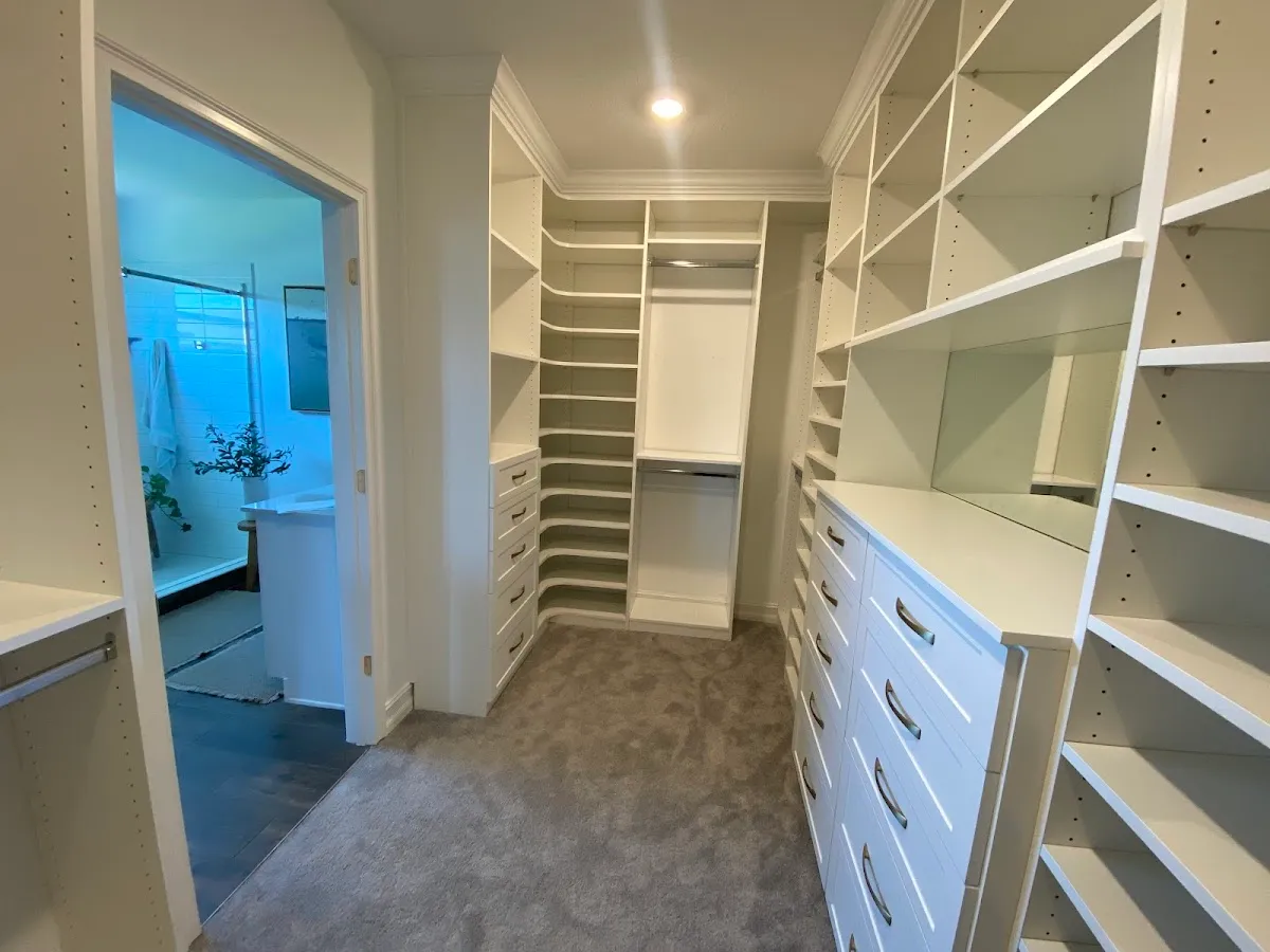 Walk in closet shelving — custom storage designed and installed by Dream Closets in Bradenton, FL